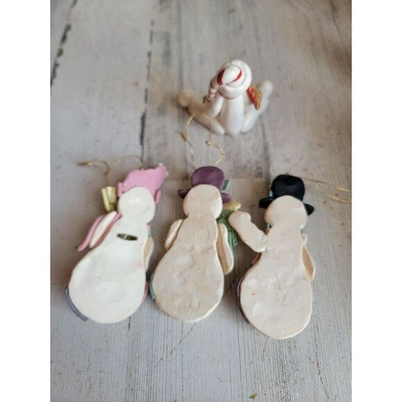 Clay sitting snowman variety ornament set tree broom Xmas - Picture 6 of 9